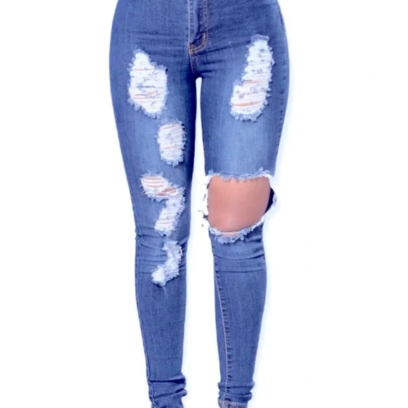 Fashion Nova Jeans Bob Denim Distressed High Waist Skinny